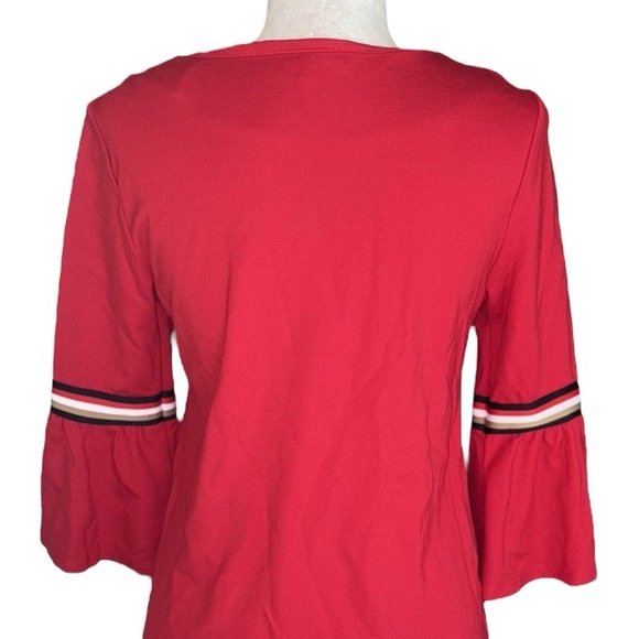 Jude Connally Dixie Red Striped Bell Sleeve Ponte Knit Top - XS - Picture 8 of 12
